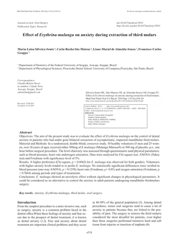 Effect of Erythrina Mulungu on Anxiety During Extraction of Third Molars