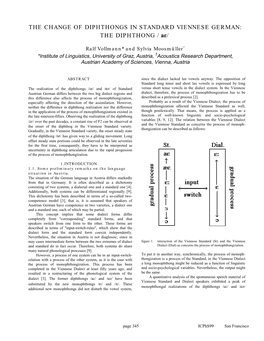 THE CHANGE of DIPHTHONGS in STANDARD VIENNESE GERMAN: the DIPHTHONG /Ae