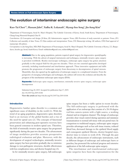 The Evolution of Interlaminar Endoscopic Spine Surgery