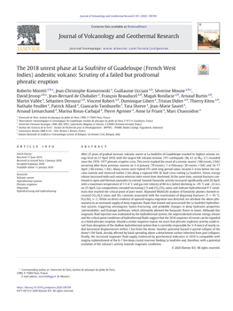 The 2018 Unrest Phase at La Soufrière of Guadeloupe (French West Indies) Andesitic Volcano: Scrutiny of a Failed but Prodromal Phreatic Eruption