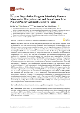 Enzyme Degradation Reagents Effectively Remove Mycotoxins