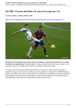 ELCHE | Victoria Del Elche CF Ante El Levante Por