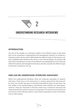 UNDERSTANDING RESEARCH Interviews