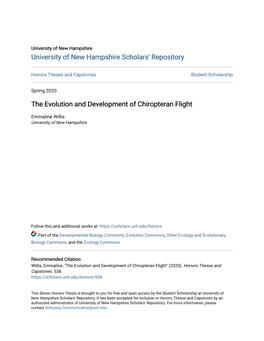 The Evolution and Development of Chiropteran Flight