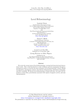 Local Helioseismology