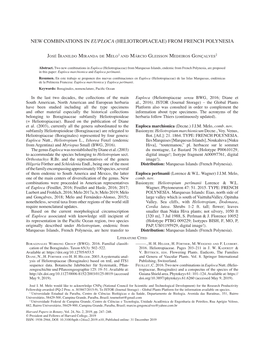 New Combinations in Euploca (Heliotropiaceae) from French Polynesia