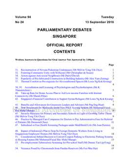 Parliamentary Debates Singapore Official Report