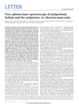 Two-Photon Laser Spectroscopy of Antiprotonic Helium and the Antiproton-To-Electron Mass Ratio