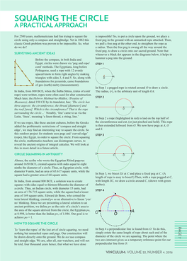 Squaring the Circle a Practical Approach