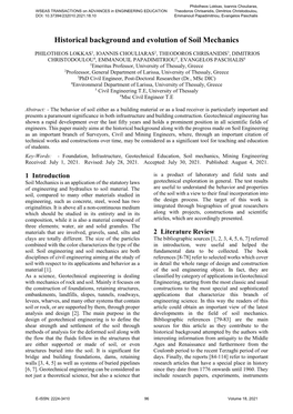 Historical Background and Evolution of Soil Mechanics