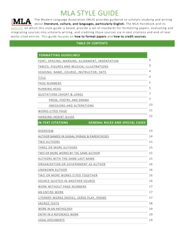 Mla Style Guide