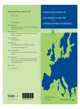 European Review of Private Law Revue Européenne De Droit Privé