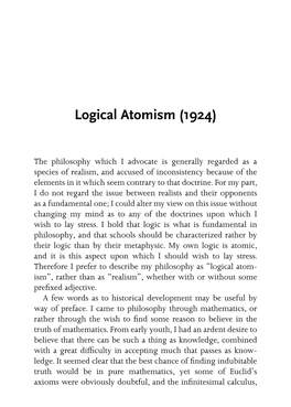 The Philosophy of Logical Atomism