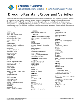 Drought-Resistant Crops and Varieties