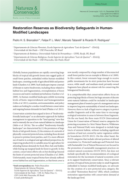 Restoration Reserves As Biodiversity Safeguards in Human- Modified Landscapes