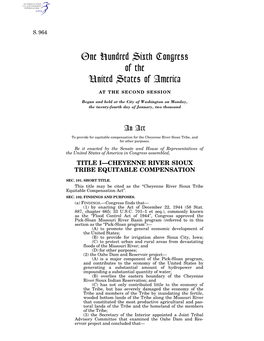 One Hundred Sixth Congress of the United States of America