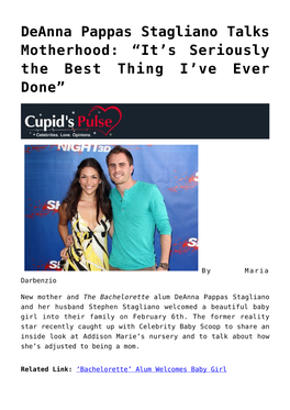 Deanna Pappas Stagliano Talks Motherhood: “It’S Seriously the Best Thing I’Ve Ever Done”