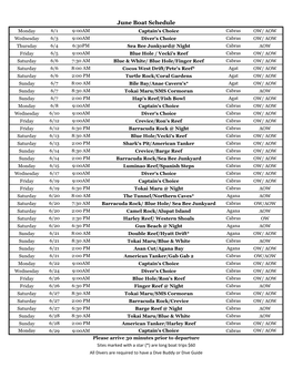 June Boat Schedule