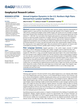 Annual Irrigation Dynamics in the U.S. Northern High Plains Derived From