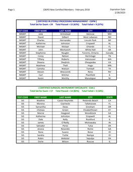 Page 1 CBSPD New Certified Members - February 2018 Expiration Date 2/28/2023