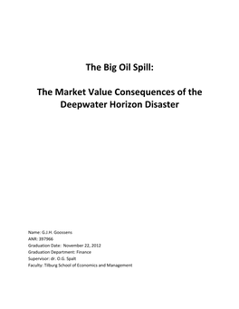 The Big Oil Spill: the Market Value Consequences of the Deepwater
