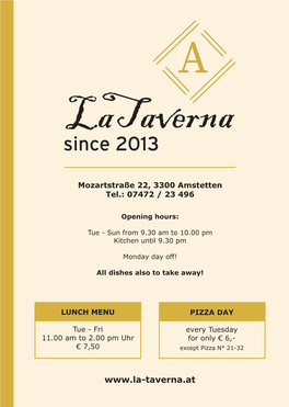 La Taverna Specialties