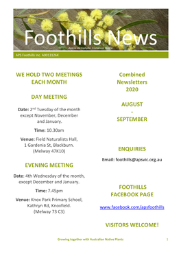 WE HOLD TWO MEETINGS EACH MONTH DAY MEETING EVENING MEETING Combined Newsletters 2020 AUGUST