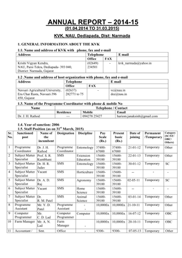 Revised Proforma for Annual Report