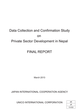 Data Collection and Confirmation Study on Private Sector Development in Nepal