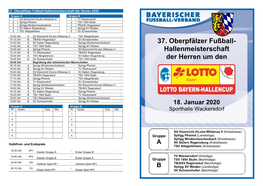 Programmheft Zum Lotto Bayern-Hallencup Oberpfalz