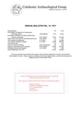 Bulletin 14 1971 GROUP NOTICES