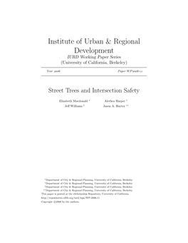 Street Trees and Intersection Safety