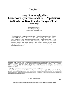 Chapter 8 Using Dermatoglyphics from Down Syndrome and Class