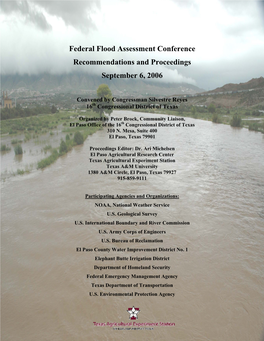 El Paso Federal Flood Assessment Conference Proceedings Report