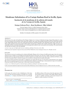 Membrane Substitution of La Cartuja Stadium Roof in Seville, Spain Sustitución De La Membrana De La Cubierta Del Estadio De La Cartuja De Sevilla, España