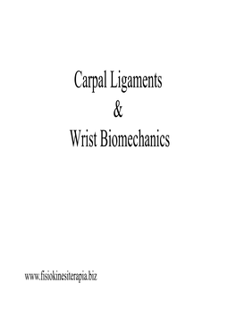 Carpal Ligaments & Wrist Biomechanics