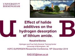 Effect of Halide Additives on the Hydrogen Desorption of Lithium Amide. Rosalind Davies