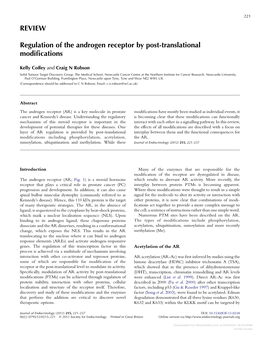 REVIEW Regulation of the Androgen Receptor by Post-Translational Modifications