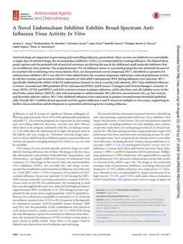 A Novel Endonuclease Inhibitor Exhibits Broad-Spectrum Anti- Inﬂuenza Virus Activity in Vitro