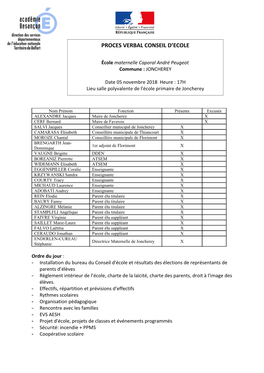 Proces Verbal Conseil D'ecole