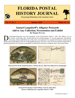 FLORIDA POSTAL HISTORY JOURNAL Promoting Philately in the Sunshine State