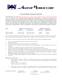 Ocean Shipping Container Capacities