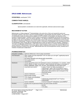 DRUG NAME: Methotrexate