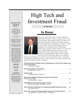 U.S. Attorneys' Bulletin Vol 49 No 06, High Tech and Investment Fraud