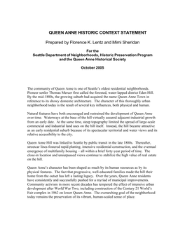 Queen Anne Historic Context Statement