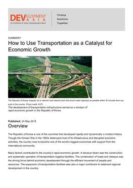 How to Use Transportation As a Catalyst for Economic Growth