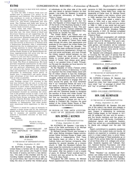 CONGRESSIONAL RECORD — Extensions of Remarks September 23, 2011 the Right Strategy to Deal with Both Afghani- of Individuals on the Other Side of the World Pansions