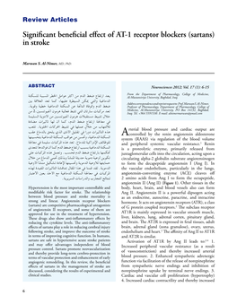 Significant Beneficial Effect of AT-1 Receptor Blockers (Sartans) in Stroke