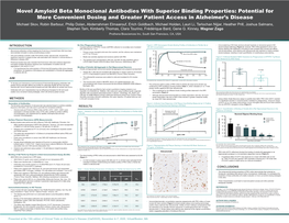 Novel Amyloid Beta Monoclonal Antibodies with Superior Binding