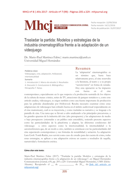 Modelos Y Estrategias De La Industria Cinematográfica Frente a La Adaptación De Un Videojuego